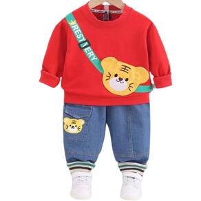 Conjunto Roupa Moletom Infantil Urso Jeans Festa Menino