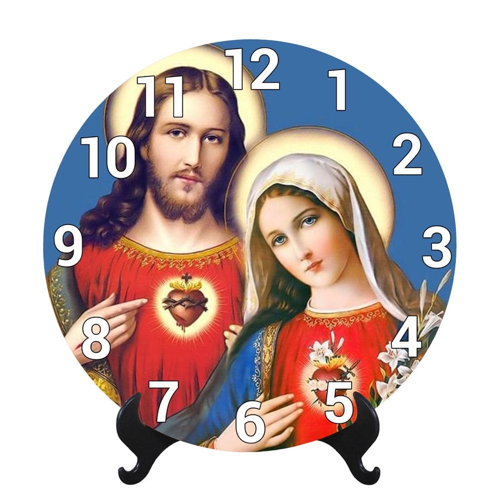 Relógio de Mesa Religioso Jesus e Maria De Nazaré Decoração