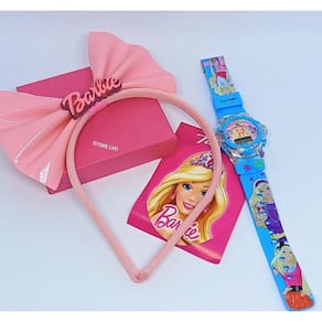 Kit Relógio Infantil Menina Digital Pisca Luz Led Musica + Tiara Arquinho Cabelo Princesas Disney Presente Lembrancinha