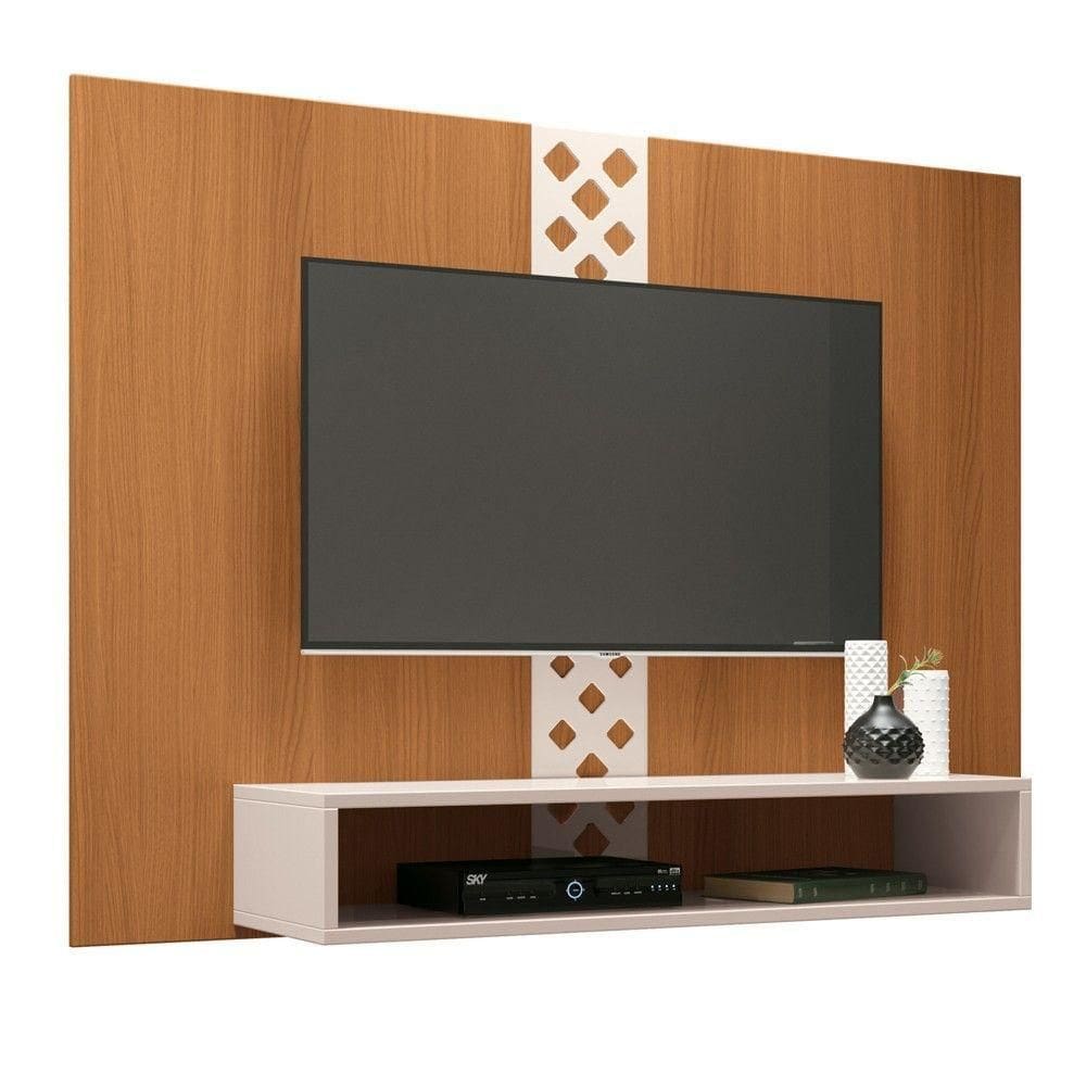 Painel Para Tv Suspenso 47 Pol. Com Nicho Format H01 Off White-cinamomo