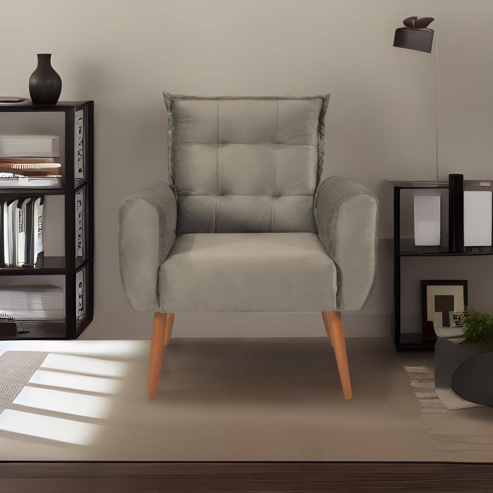 Poltrona Decorativa Para Dakota Veludo Matrix - Cappuccino Cappuccino