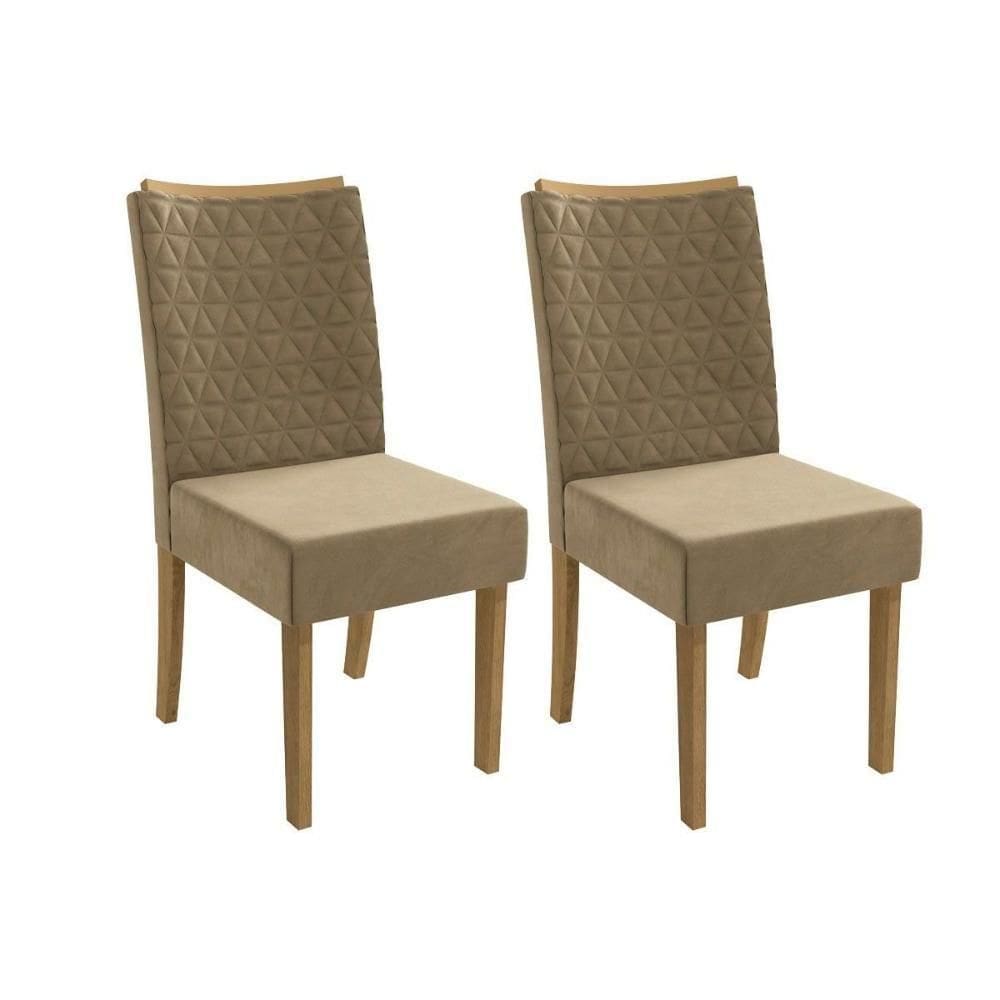 Cadeira Sala De Jantar 2cad129fr Kit 2 Un Freijo/veludo Bege A036 - Kappesberg