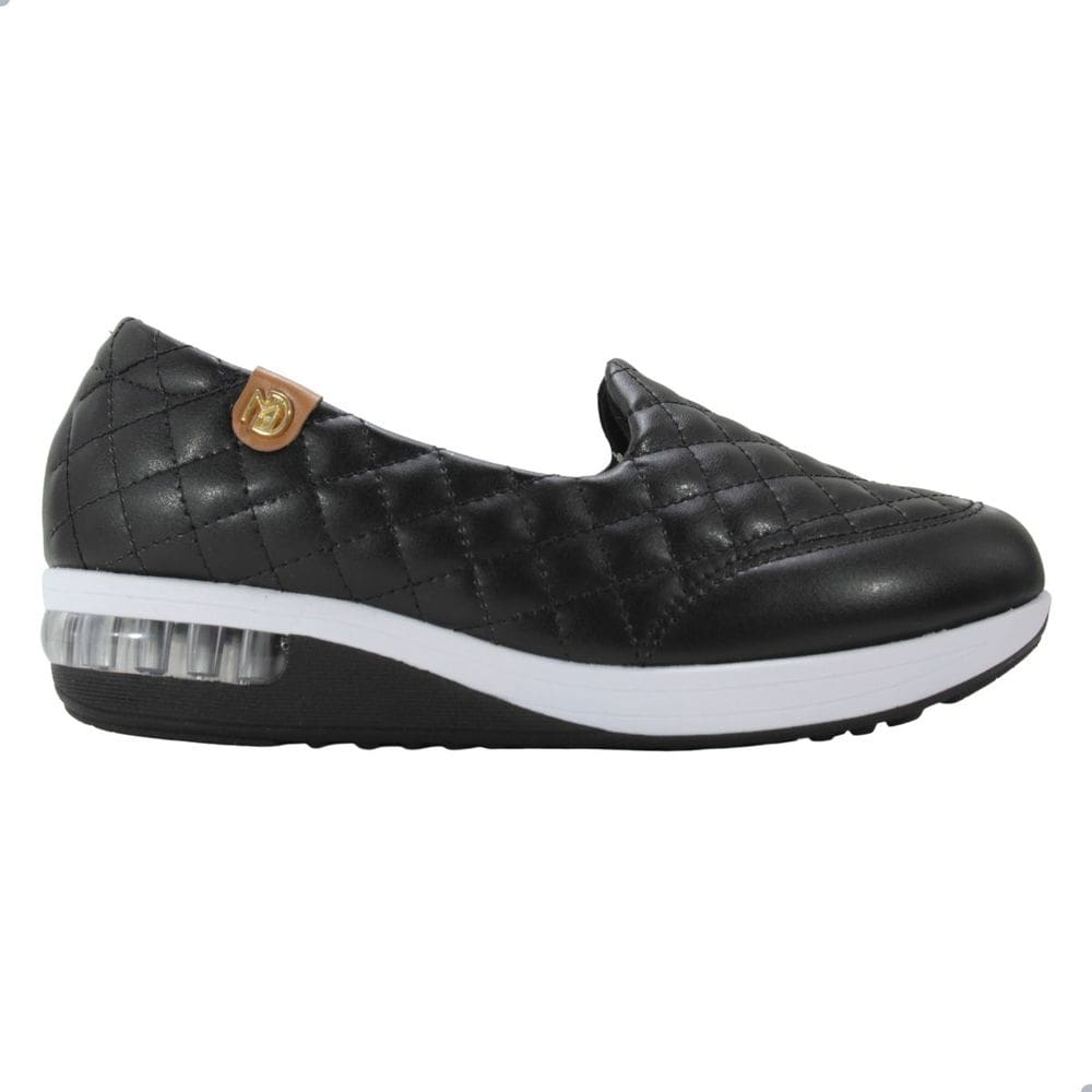 Tênis Modare Strech Napa Sense Flex Preto/Camel