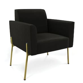 Poltrona Pé De Ferro Dourado Decorativa Marisa Suede D03 Preto