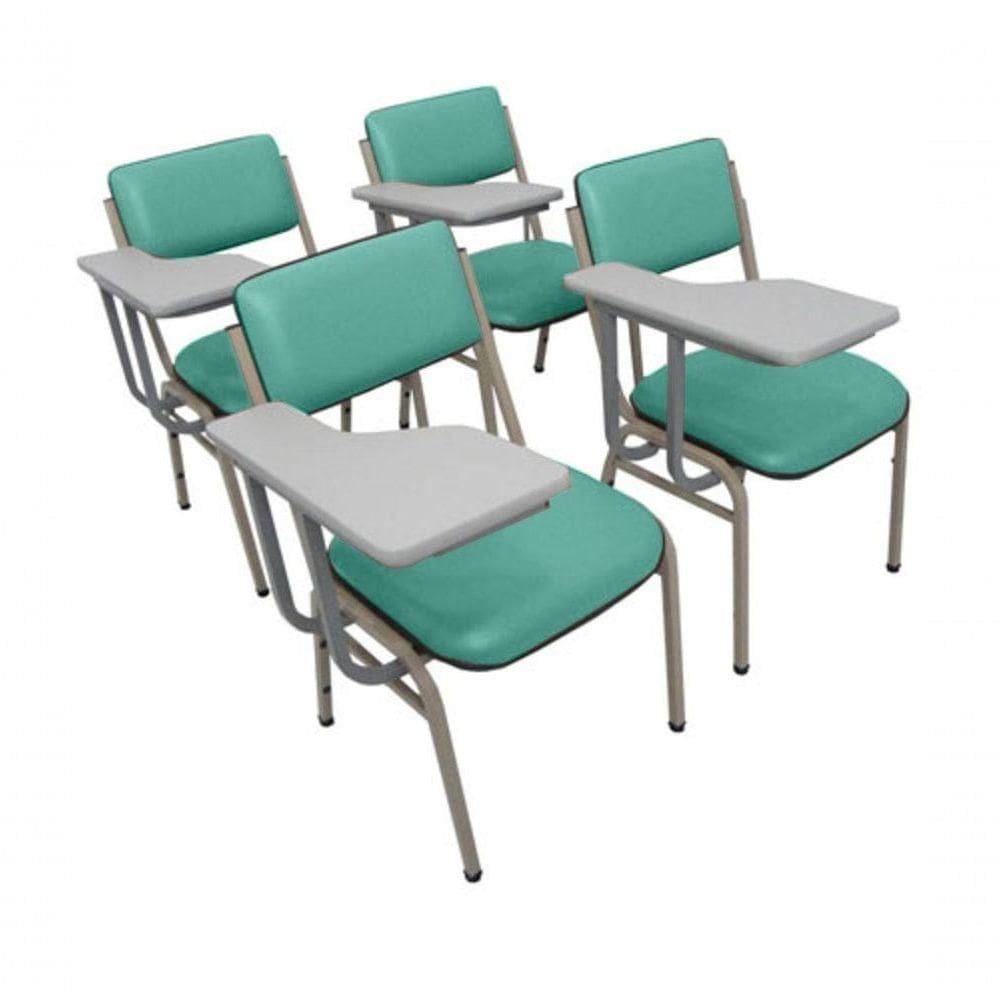 Kit Com 4 Cadeiras Para Auditórios Linha Hotel Smart Verde