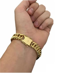 Pulseira 13mm Grumet Oca Fecho Gravado 750 Banhado A Ouro 18