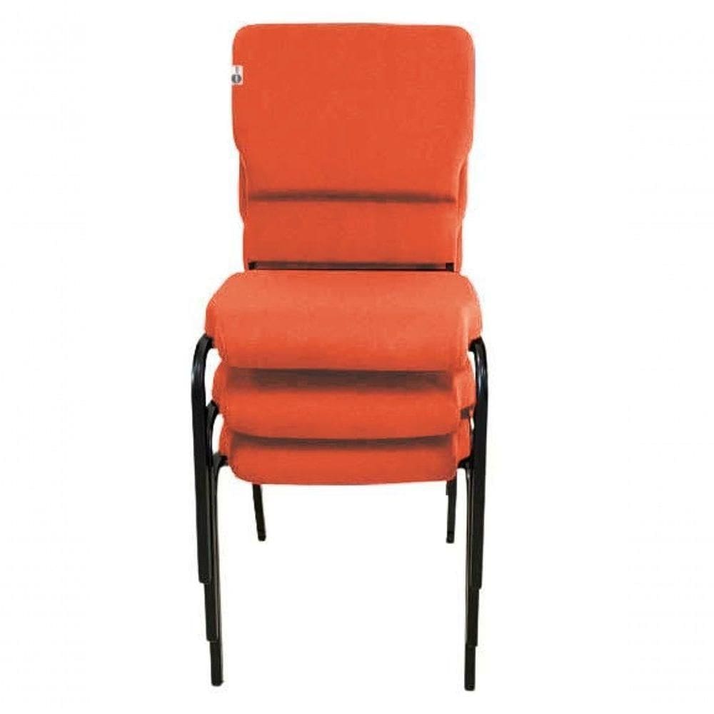 03 Cadeiras Empilhável Para Igrejas Evangélicas Linha Church Vermelho