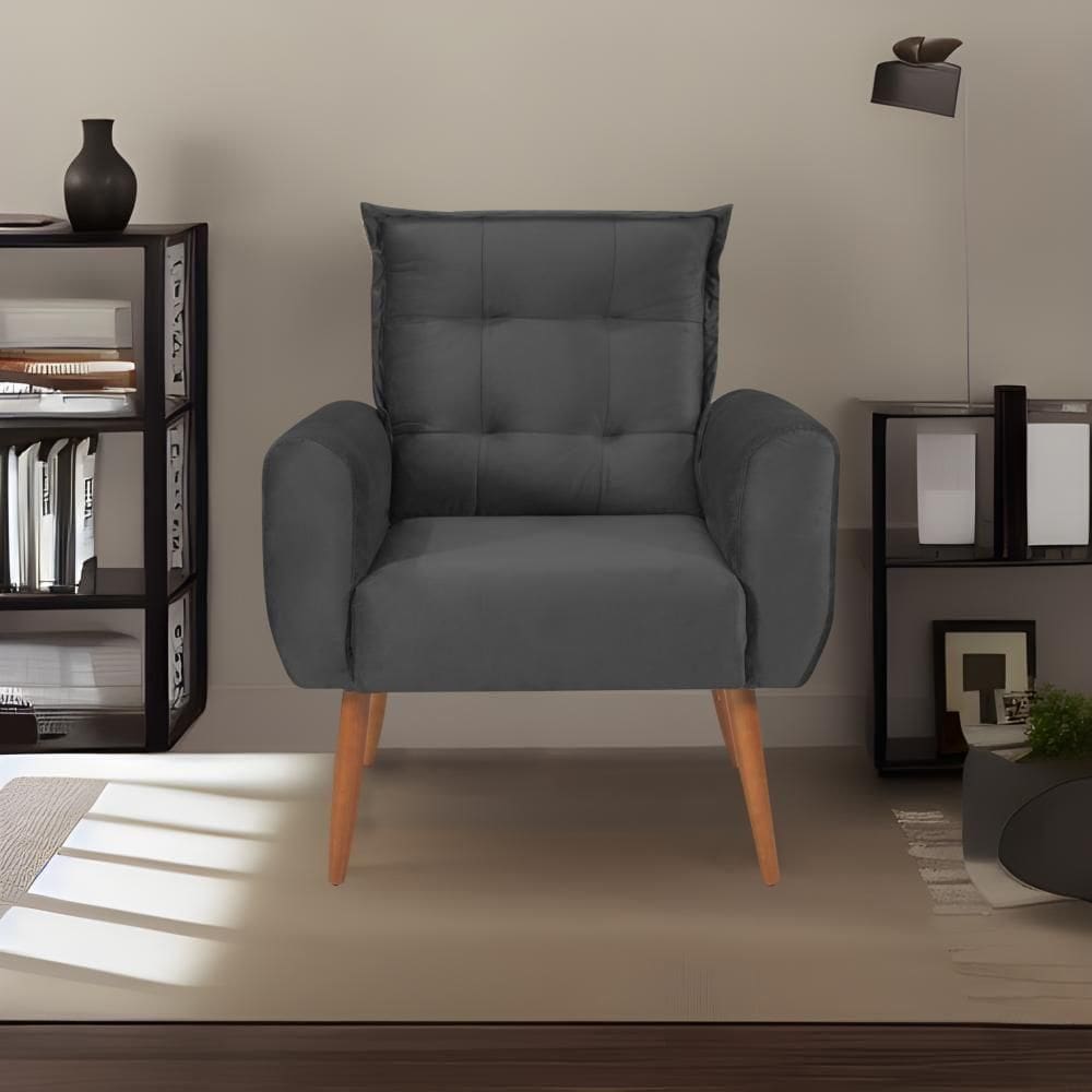 Poltrona Decorativa Para Dakota Veludo Matrix - Chumbo Chumbo