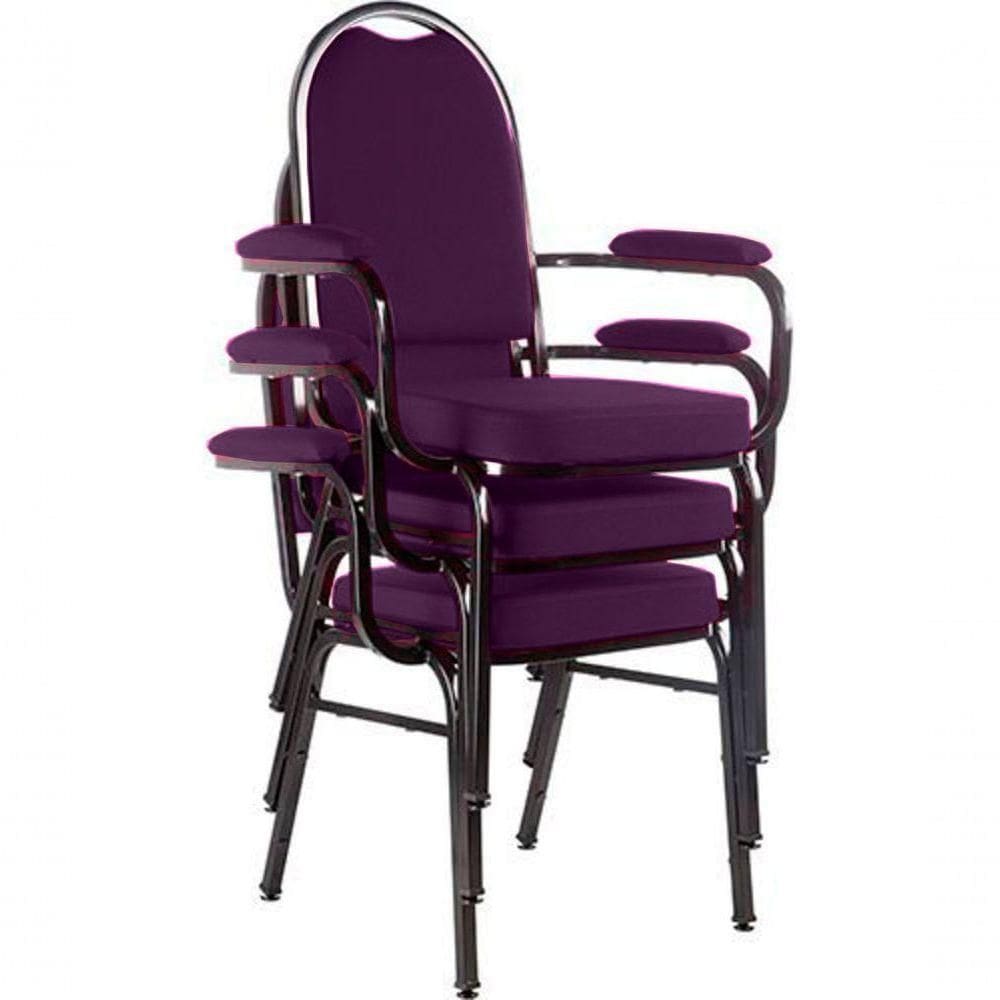 Kit Com 3 Cadeiras Para Auditório Linha Hotel Roxo