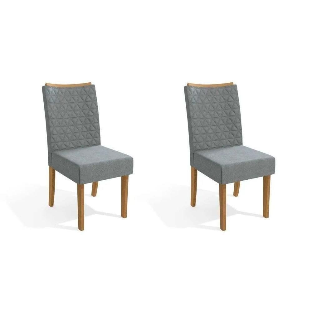 Cadeira Sala De Jantar 2cad129fr Kit 2 Un Freijo/linho Cinza A056 - Kappesberg