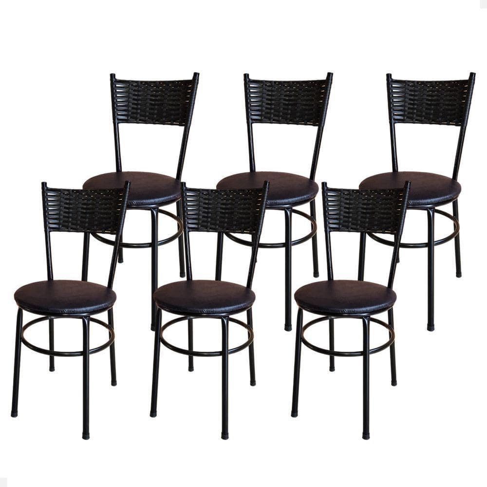 Conjunto 6 Cadeiras Pretas Para Cozinha Viena Cor:preto
