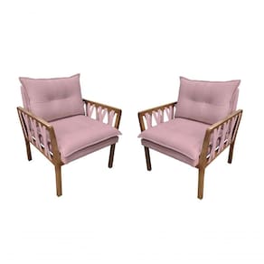 Kit 2 Poltronas Decorativa Luxo Safira Dora Bela Cor 0125 Rosa