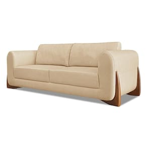 Sofá 3 Lugares Base De Madeira Clarissa 250 Cm Linho Dourado S04 - D`rossi