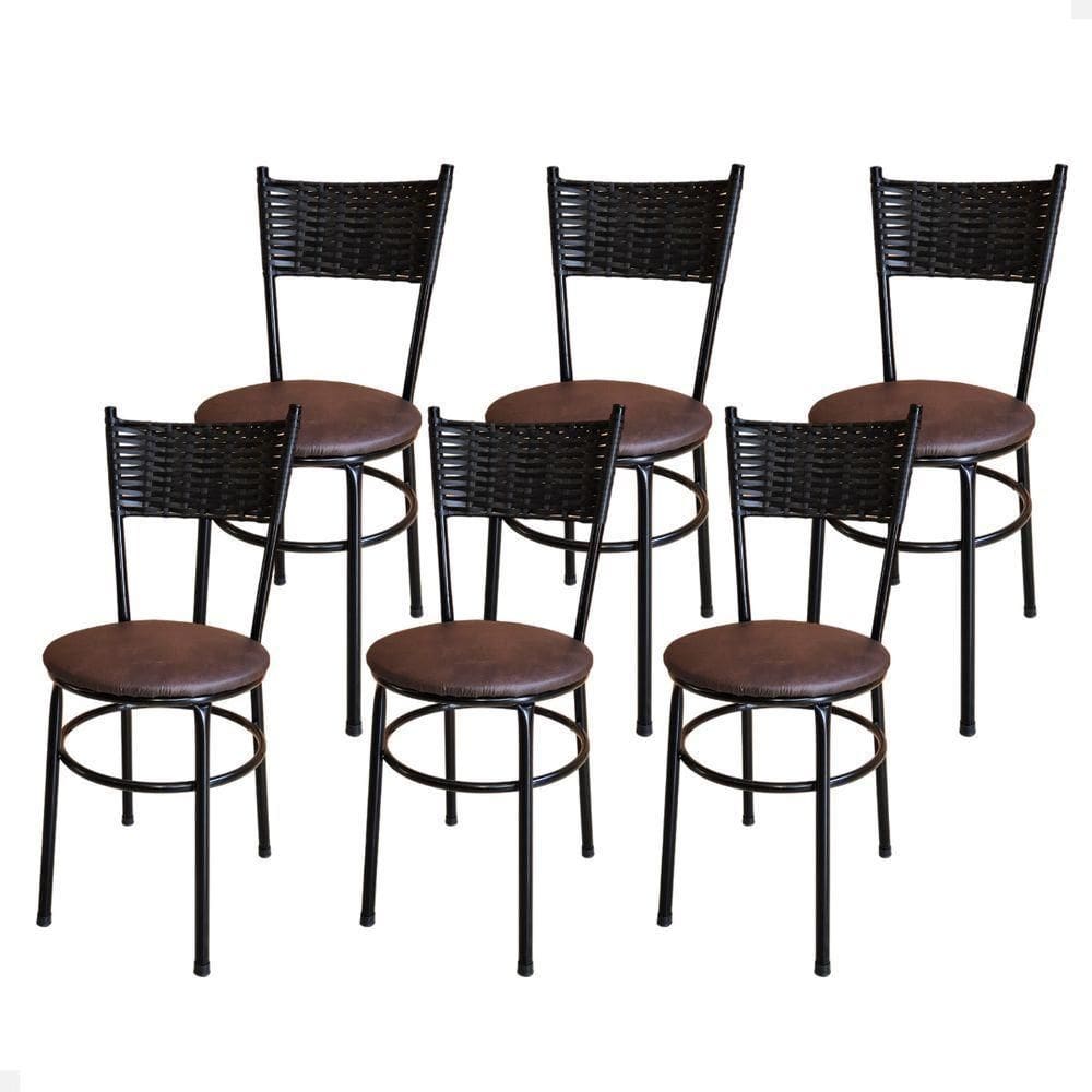 Conjunto 6 Cadeiras Pretas Para Cozinha Viena Cor:marrom