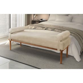 Recamier Puff Berlim Luxo Base Em Madeira Maciça Castellar Móbile Off White