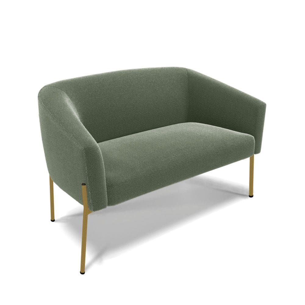 Sofá Namoradeira 2 Lugares Pé Ferro Dourado Stella Bouclê Menta D03 - D`Rossi