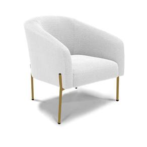 Poltrona Decorativa Pé de Ferro Dourado Stella Bouclê Off White D03 - D`Rossi