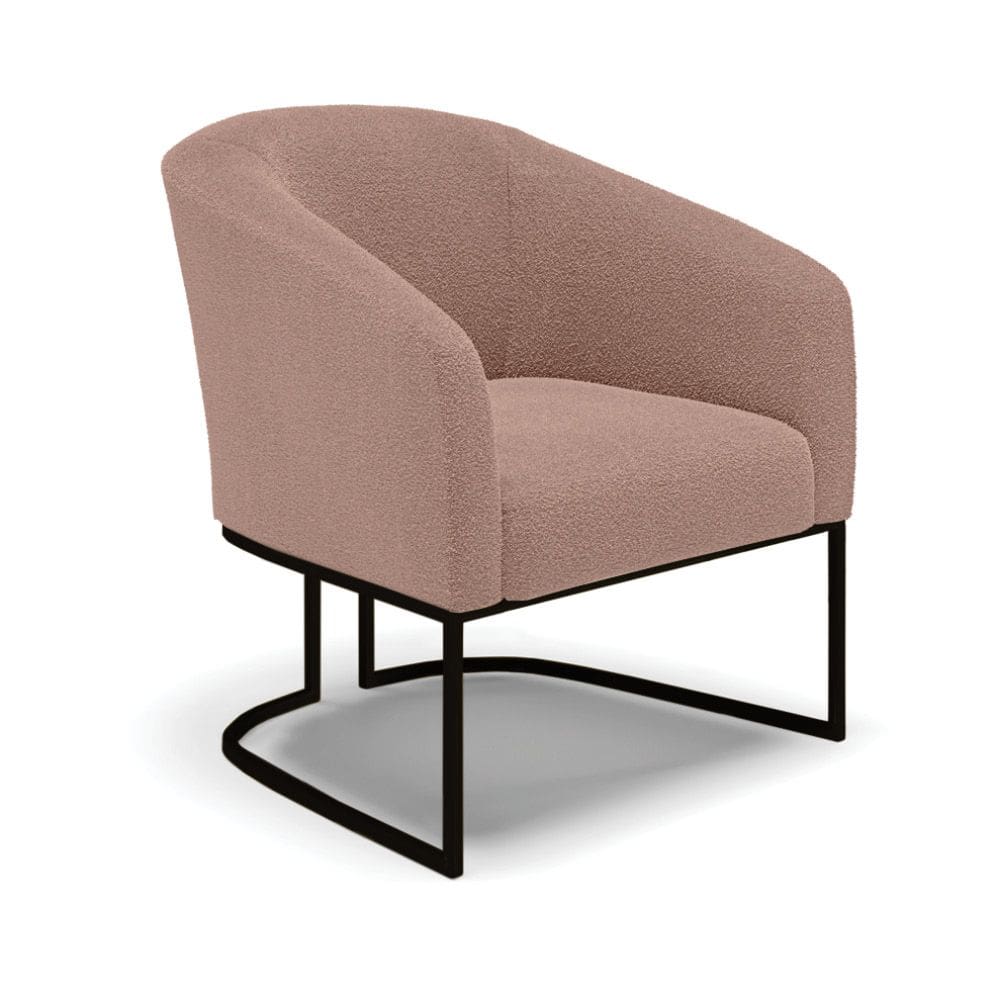 Poltrona Stella Bouclê Base Metálica Industrial Preto - D`Rossi
