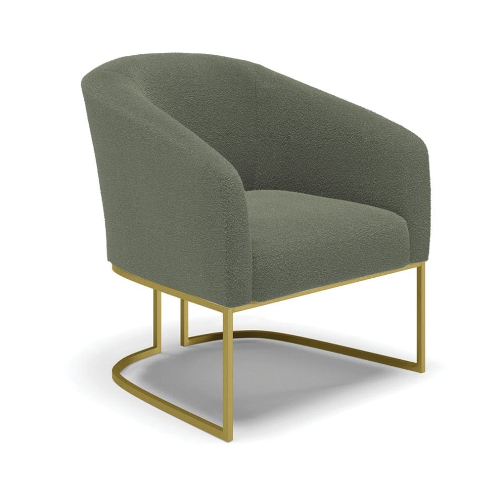 Poltrona Decorativa Base Industrial Dourado Stella Bouclê Menta D03 - D`Rossi