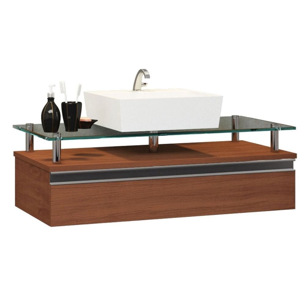 Gabinete Banheiro 60cm Ametista Marrom