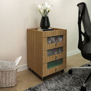 Gaveteiro Organizador de Maquiagem 3 Gavetas Amêndoa/Branco