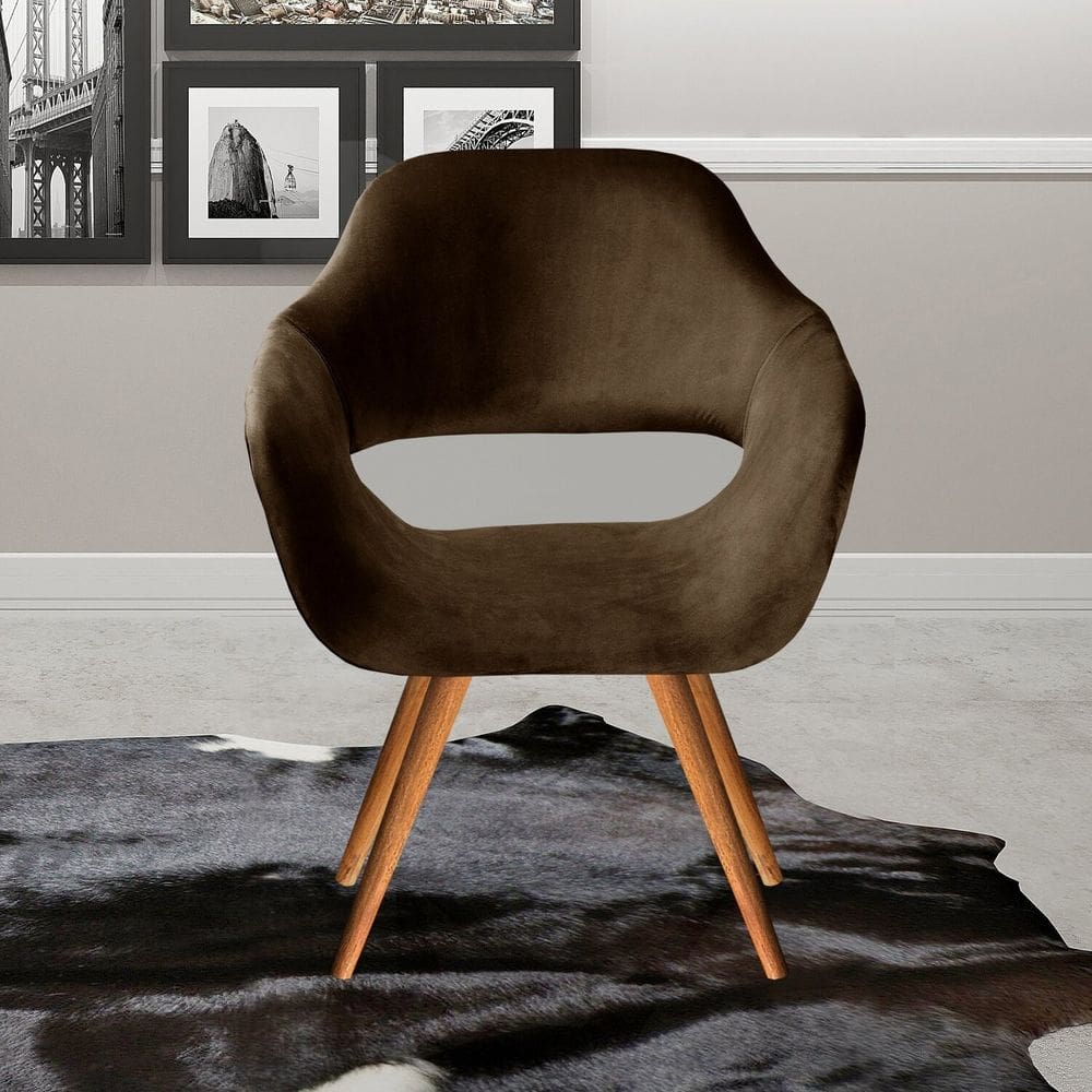 Poltrona Decorativa Zara Pés Palito Sala Recepção Marrom