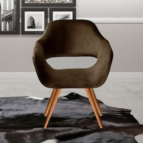 Poltrona Decorativa Zara Pés Palito Sala Recepção Marrom