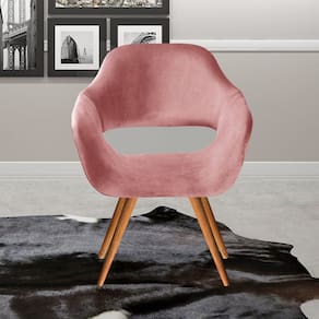 Poltrona Decorativa Zara Pés Palito Sala Recepção Rose