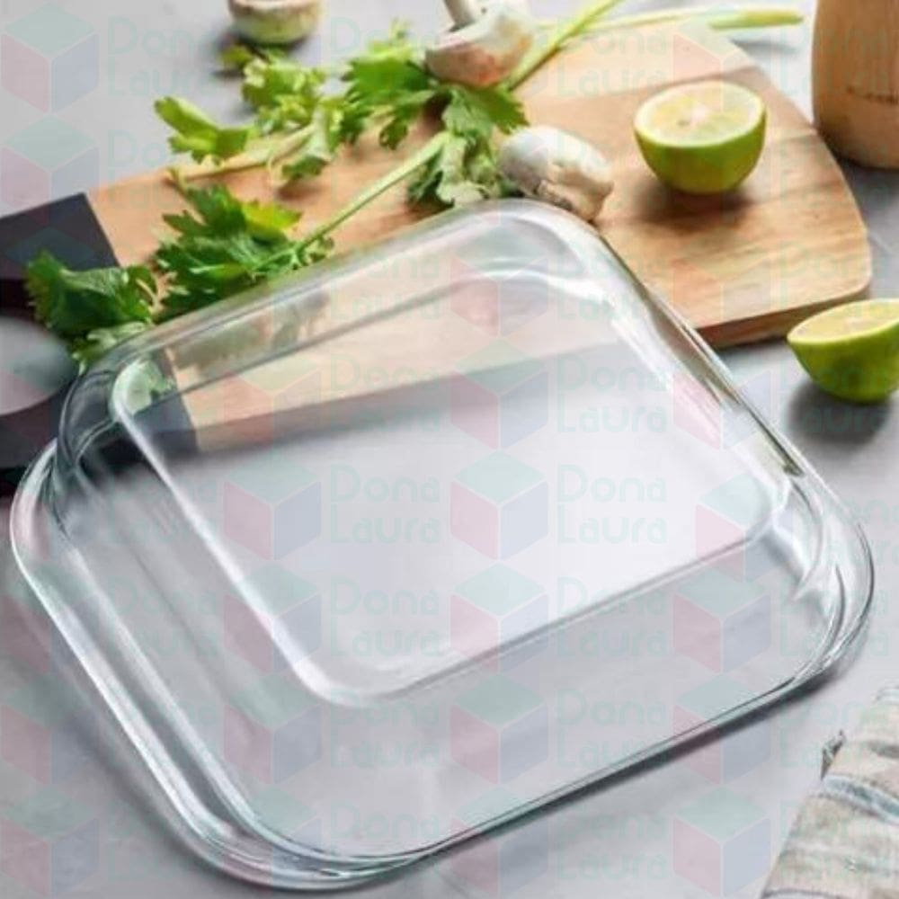 Assadeira Travessa Vidro Temperado 1,8L Forno Microondas Lasanha 3uni