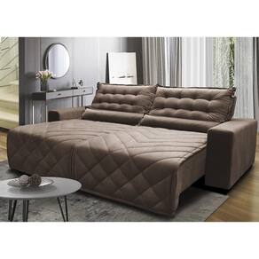 Sofá 2,72m Retrátil E Reclinável Com Molas Cama Inbox Plus Tecido Suede Velusoft Castor