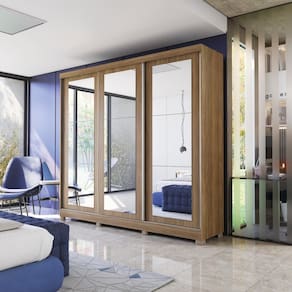 Guarda-Roupa Casal Kappesberg 3 Portas Com Espelhos 8Gavetas