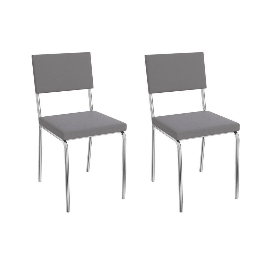 Cadeira Sala De Jantar Zaria 2c128 Aço Kit 2 Uni Cromado/cinza A050 Suede Veludo - Kappesberg