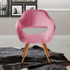 Poltrona Decorativa Zara Pés Palito Sala Recepção Rosa