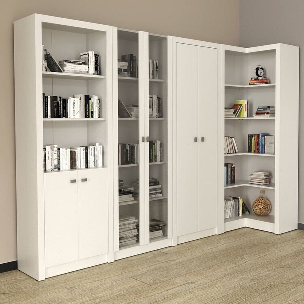 Kit 4 Armários Multiuso de Escritório com 6 Portas Branco