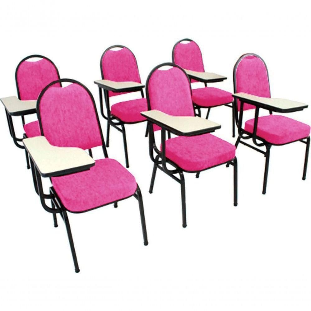 Kit Com 6 Cadeiras Para Auditórios Linha Hotel Rosa