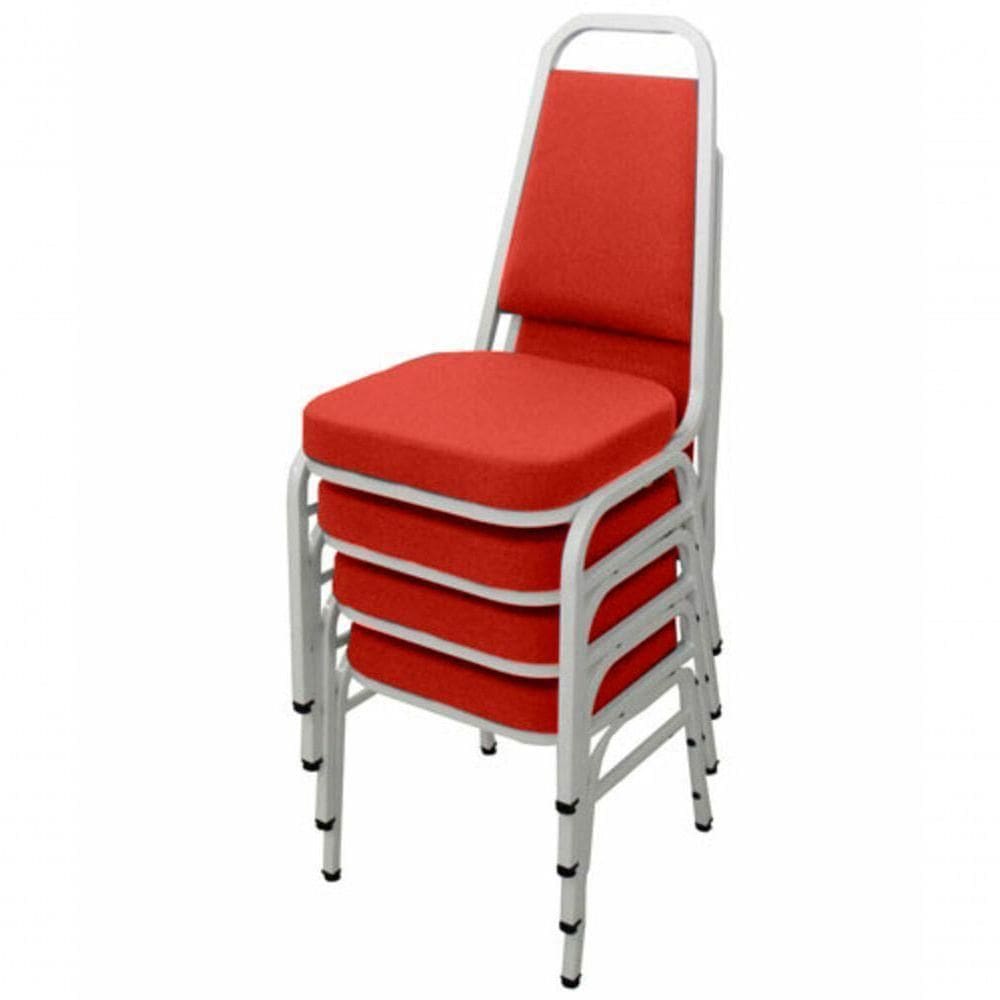 Kit Com 4 Cadeiras Empilháveis Linha Hotel Plus Vermelho