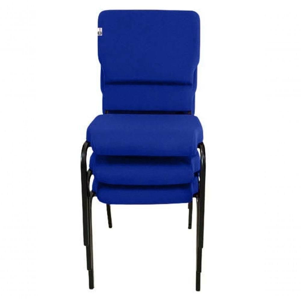 03 Cadeiras Empilhável Para Igrejas Evangélicas Linha Church Azul