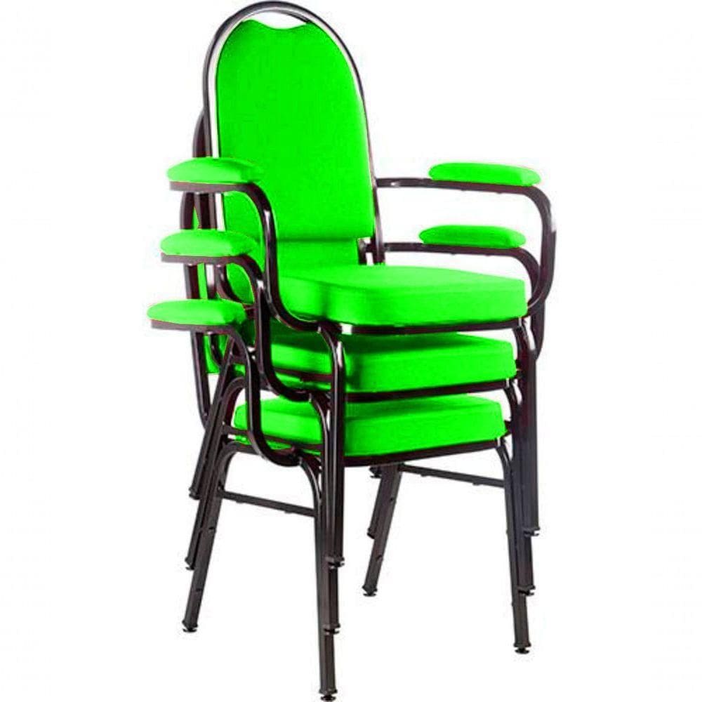 Kit Com 3 Cadeiras Para Auditório Linha Hotel Verde