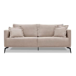 Sofá 2 Lugares Pé De Ferro Preto Rafaela 160 Cm Linho S04 - D`rossi Cor Areia