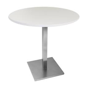 Mesa Alpha Inox 77,50 Cm (altura) Com Tampo Em Mdp Redonda 60 Cm Branco