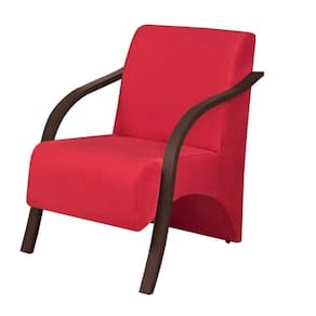 Poltrona Venus 1 Lugar Braço Madeira D Salla Suede Vermelho