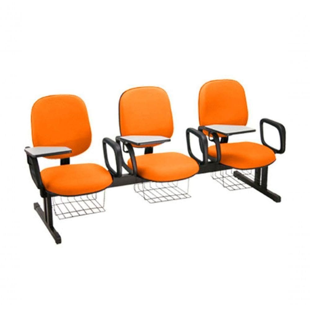 Cadeira Em Longarina Para Escolas Linha Uno Laranja