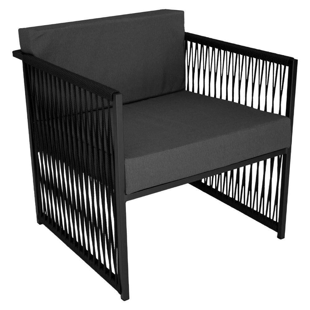 Poltrona Santiago Para área Externa De Corda Náutica Preto-cinza