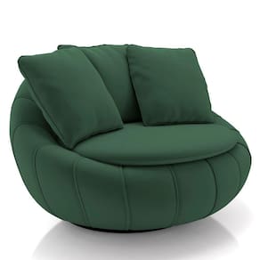 Poltrona Decorativa Redonda Giratória Com Almofadas Saphire M22 Veludo Verde