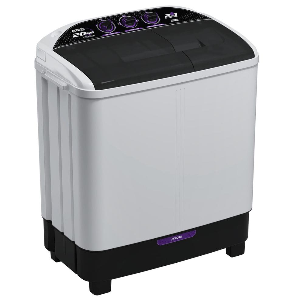 Lavadora 2 em 1 Premium - 20 kg - Lava 10 Kg e Centrifuga 10 Kg - Praxis Eletrodomésticos