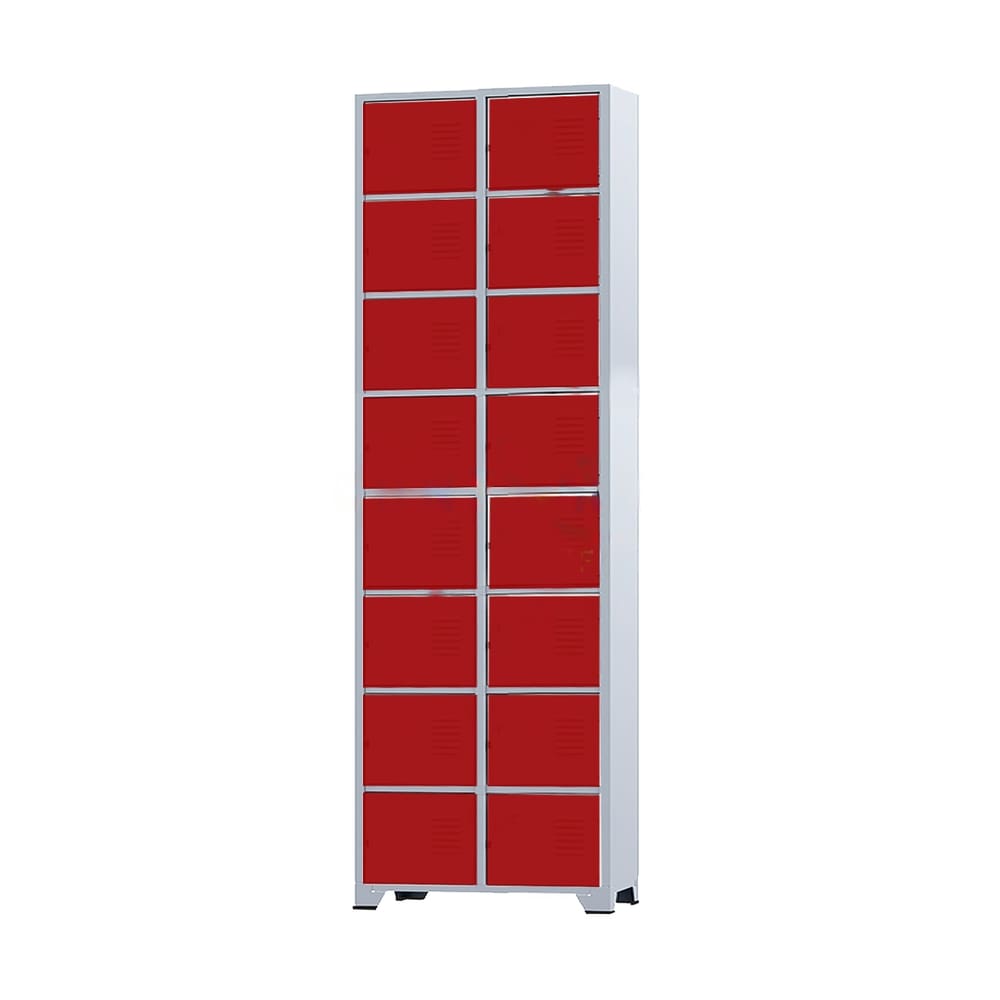Armário Roupeiro De Aço 16 Portas Para Vestiário Academia Locker Vermelho com Chave