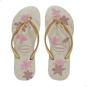 Chinelo Feminino Havaianas Slim Organic-Bega/Dourado