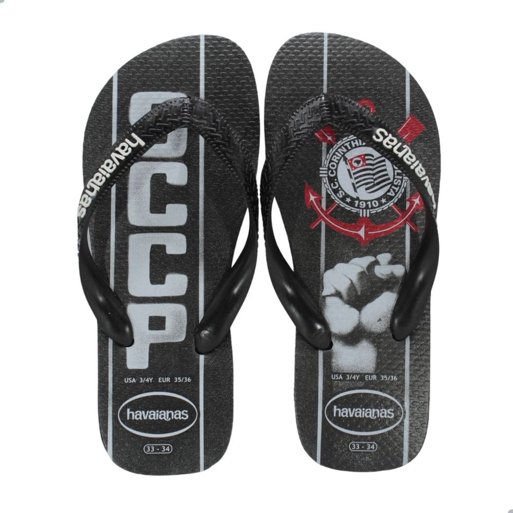 Chinelo Masculino Havaianas Top Times Corinthians-Preto