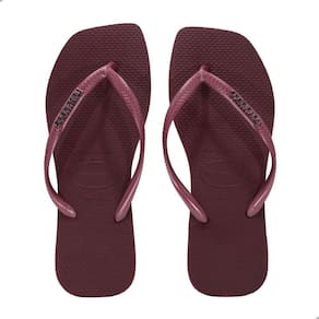 Chinelo Feminino Havaianas Slim Square Logo Met-Amaranto