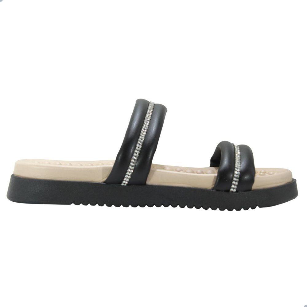 Tamanco Modare Napa Pele Strech Preto Strass